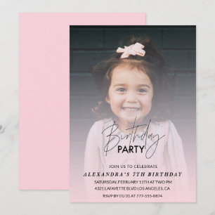 7th birthday invitation Birthday Party Photo pink