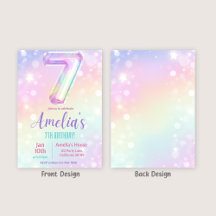 7th Birthday Invitation Girl 7th Birthday Party In