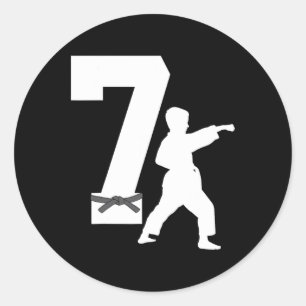 7th Birthday Karate Taekwondo 7 Years Old Boy Kids Classic Round Sticker