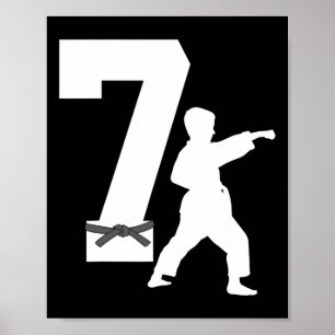 7th Birthday Karate Taekwondo 7 Years Old Boy Kids Poster