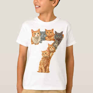 7th Birthday Kittens Cats Themed 7 Year Old Kids T-Shirt