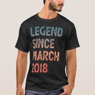 7th Birthday Legend Since March 2018 Boys Girls T-Shirt