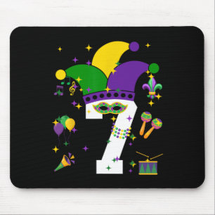 7th Birthday Mardi Gras Themed 7 Years Old Boys Ki Mouse Pad