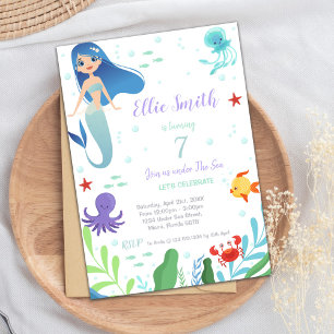 7th Birthday Mermaid Invitation