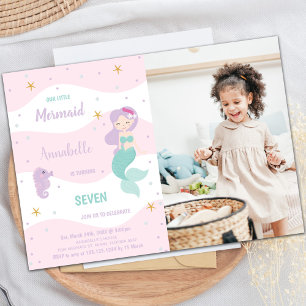 7th Birthday Mermaid Invitation with Photo