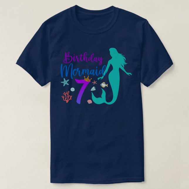 7th Birthday Mermaid Ocean 7 Years Old Magical Bda T-Shirt (Design Front)