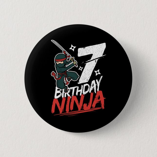 7th Birthday Ninja Im 7 Years Old 2 Inch Round Button (Front)