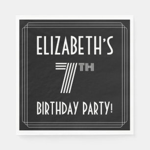 7th Birthday Party: Art Deco Style + Custom Name Napkin