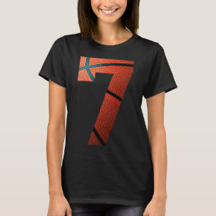 7th Birthday Party Basketball Print Number 7 Tee 