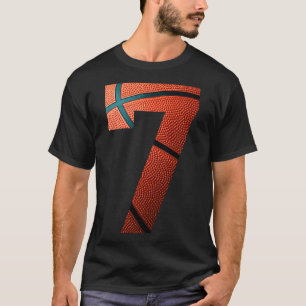 7th Birthday Party Basketball Print Number 7 Tee