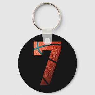 7th Birthday Party Basketball Print Number 7 Tee  Keychain