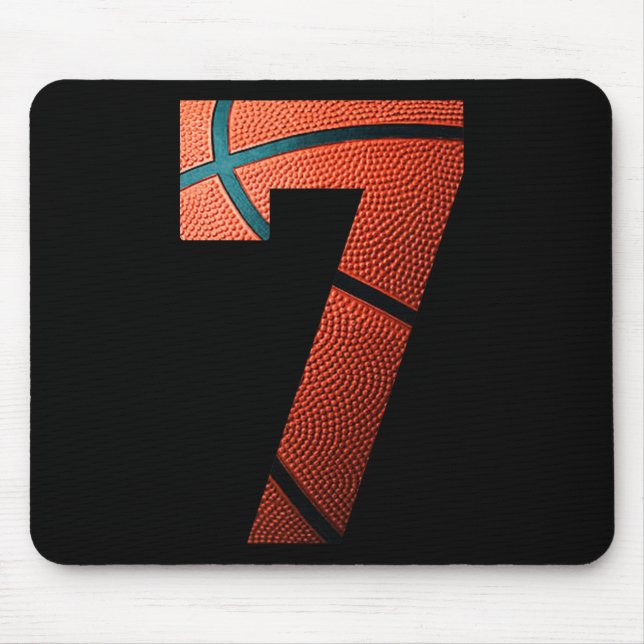 7th Birthday Party Basketball Print Number 7 Tee  Mouse Pad (Front)
