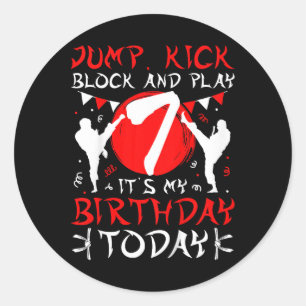 7th Birthday Party Karate 7 Year Old Karate Birthd Classic Round Sticker