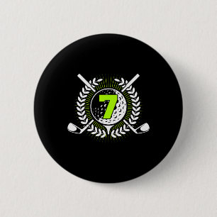 7th Birthday Party Sport Golf 7 Years Old For Kids 2 Inch Round Button