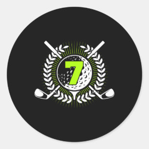7th Birthday Party Sport Golf 7 Years Old For Kids Classic Round Sticker