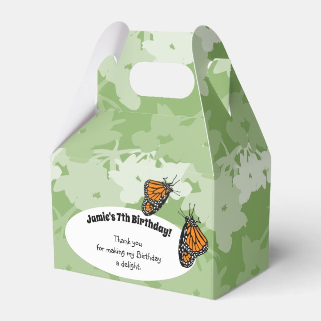 7th Birthday Party Theme Monarch Butterfly Favor Box (Front Side)