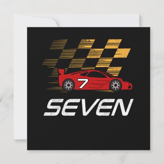 7th Birthday Racing Car Gift 7 Years Race Driver Invitation (Front)