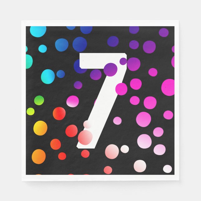 7th Birthday Rainbow Dots  Napkin (Front)