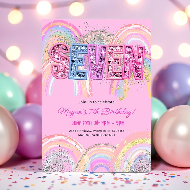 7th Birthday Rainbow Invitation (Créateur téléchargé)