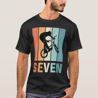 7th Birthday Retro Bmx Biker Boys Kids 7 Years Old T-Shirt