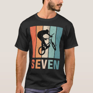 7th Birthday Retro Bmx Biker Boys Kids 7 Years Old T-Shirt