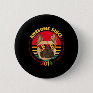 7th Birthday Retro French Bulldog Awesome Since 20 2 Inch Round Button