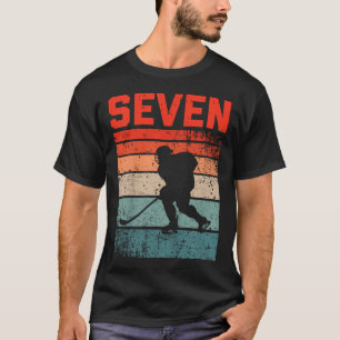 7th Birthday Retro Ice Hockey 7 Years Old Boy Girl T-Shirt