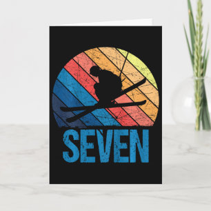 7th Birthday Retro Ski Skiing 7 Year Old Boys Girl Card