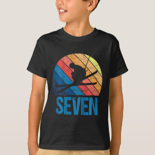 7th Birthday Retro Ski Skiing 7 Year Old Boys Girl T-Shirt