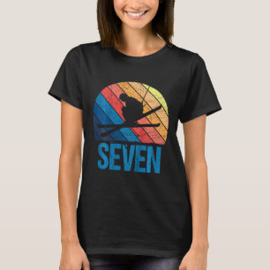 7th Birthday Retro Ski Skiing 7 Year Old Boys Girl T-Shirt