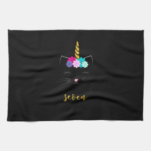 7th Birthday Shirt Cat Unicorn Girls Birthday T-Sh Kitchen Towel
