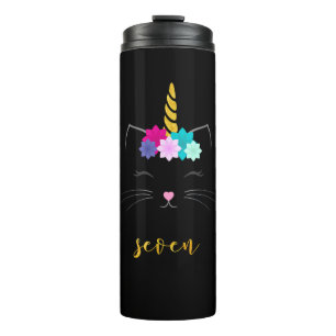7th Birthday Shirt Cat Unicorn Girls Birthday T-Sh Thermal Tumbler