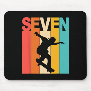 7th Birthday Skateboarding 7 Year Old Skater Party Mouse Pad