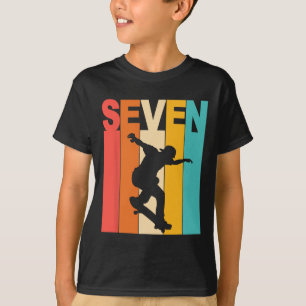 7th Birthday Skateboarding 7 Year Old Skater Party T-Shirt