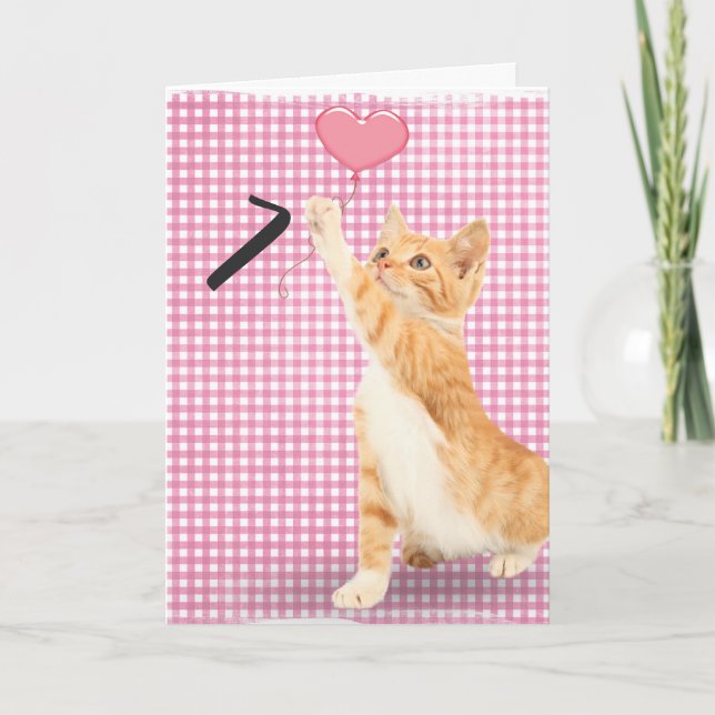 7th birthday tabby cat card (Front)