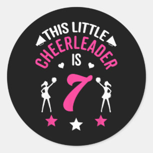 7th Birthday This Little Cheerleader Is 7 Cheerlea Classic Round Sticker