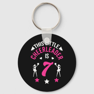 7th Birthday This Little Cheerleader Is 7 Cheerlea Keychain