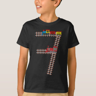 7th Birthday Train Theme 7 Year Old Boys Gift T-Shirt