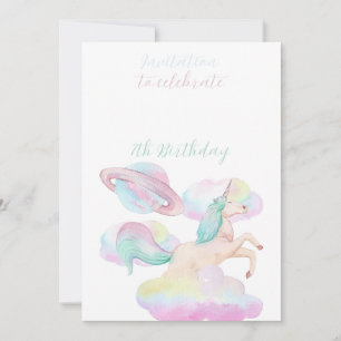 7th Birthday Unicorn invitation 