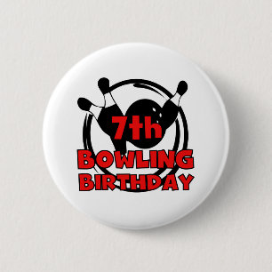 7th Bowling Birthday 2 Inch Round Button