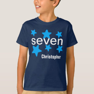 7th Boy's Birthday Blue Stars V002 T-Shirt