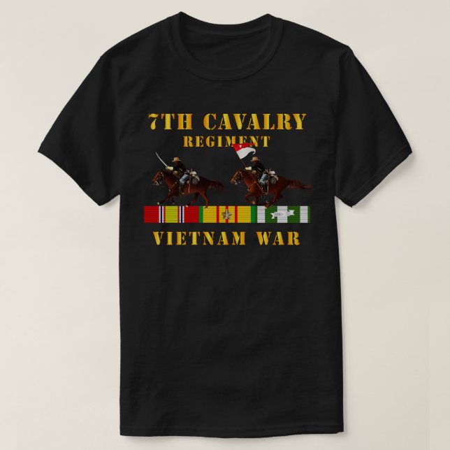 7th Cavalry Regiment Vietnamwt 2 Cav Riders and VN T-Shirt (Design Front)