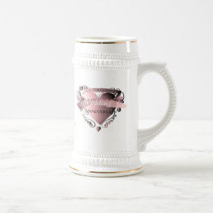 "7th Copper Wedding Anniversary" Heart Emblem Beer Stein