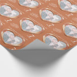 7th copper wedding anniversary heart photo wrap wrapping paper<br><div class="desc">Wedding anniversary wrapping paper in copper red orange coloured tones. Personalize this anniversary paper with your own photo and relatives or friends name and anniversary year. Currently reads To our Daughter and Son-in-law Happy Copper Anniversary 7 years. Copper effect in a heart shape printed graphics 7th Wedding Anniversary wrapping paper...</div>