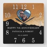 7th Copper Wedding Anniversary Photo Black