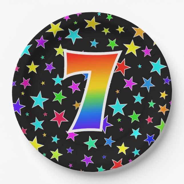 7th Event: Bold, Fun, Colourful Rainbow 7 Paper Plate (Front)