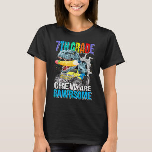 7th Grade Crew Are Awesome Monster Truck Dinosaur T-Shirt