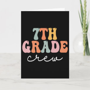 7th Grade Crew Retro Groovy Women Happy First Day  Card
