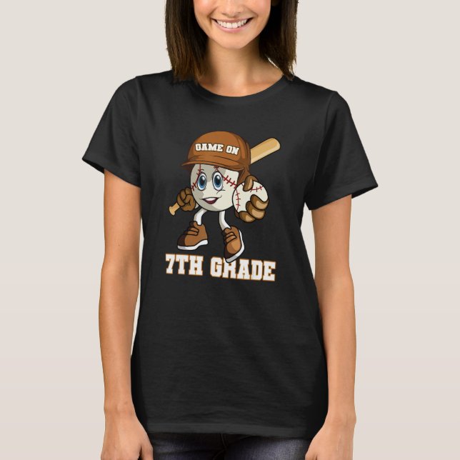 7th Grade Game On Baseball Back To School Boys Gir T-Shirt (Front)