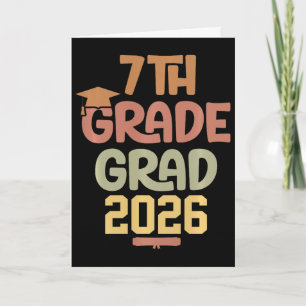 7th Grade Grad Cl Of 2026 Graduation Bold Cozy Col Card